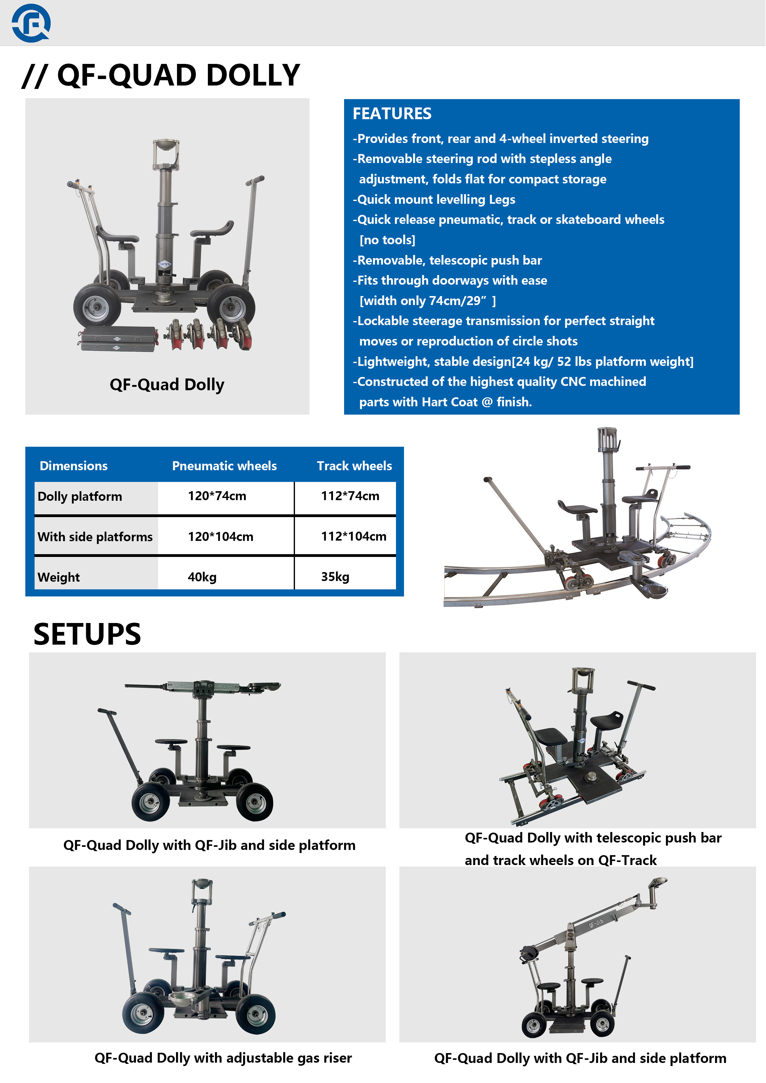 Тележка оператора QFYS PARTS- 1 QUAD DOLLY - With accessories No track wheels